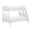 Lit superposé simple au-dessus d'un lit double avec finition blanche, structure en bois massif, garde-corps sécurisés, apparence élégante, fabrication robuste, pour l'escalade-1012224141-1012224138