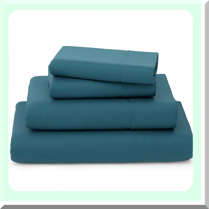 Cool Rayon From Bamboo Silky Soft Sheets - Luxury 4-Piece Bedding Set with Deep Pockets in Dark Teal - Breathable & Cooling Rayon Blend