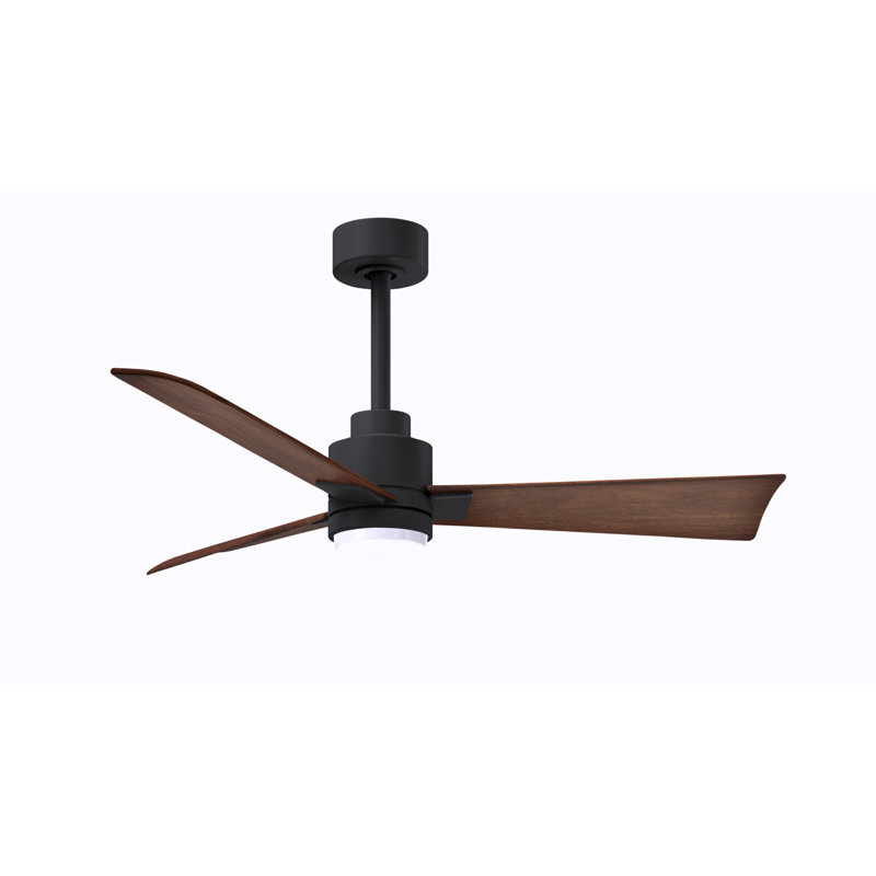 Alessandra - Three Blade Transitional Ceiling Fan -LED, Walnut, Matte Black, 42"