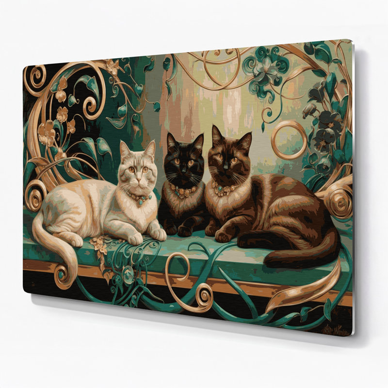 Chats Burmese Brown, art mural en métal, H 20 po x l 30 po
