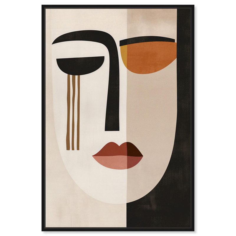 «Face Moderne III» par Art Remedy, Cadre flottant, H 16 po x l 11 po, Noir