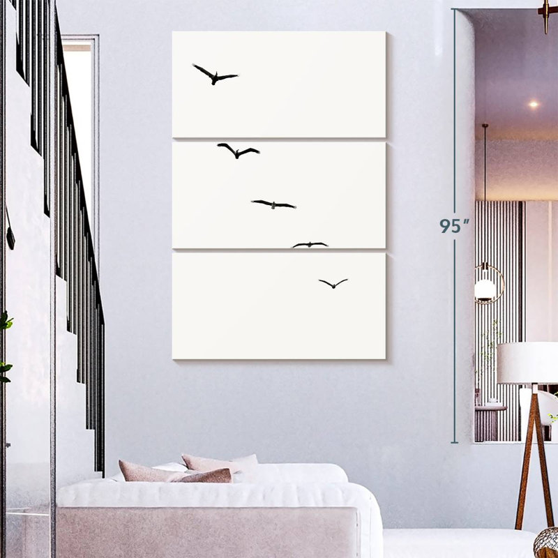 Brampt cinq oiseaux, H 74 po x l 48 po