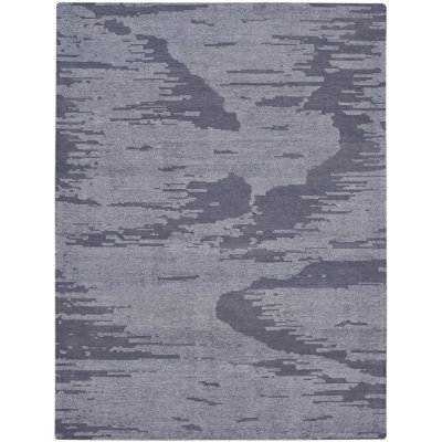 Abstract Area Rug in Blue/Ivory
