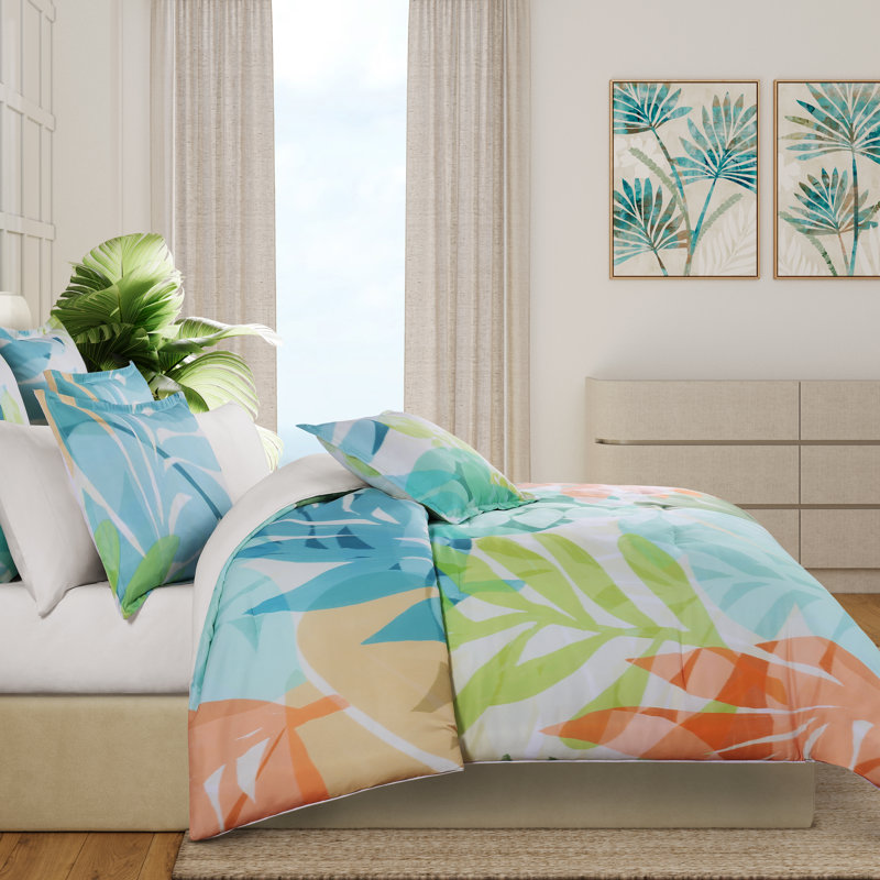 Tahiti 2 pièces Ensemble d'édredon vert, Vert, Édredon pour lit simple + 1 taie décorative stan