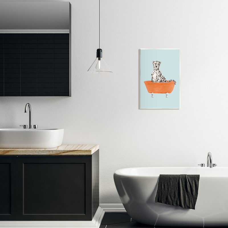 Stupell Industries Turquoise Cheetah In Tub Wall Plaque Art Design By Lanie Loreth, H 19 po x l 13 po x P 0,5 po