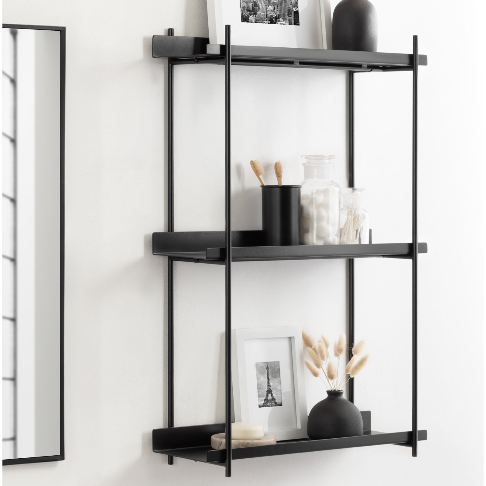 Bellamy 3 Piece Metal Tiered Shelf, Black