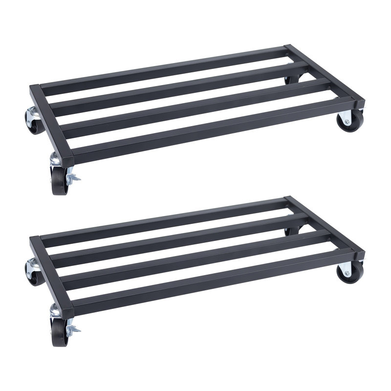 Plant Caddy with Wheels, 2 Pack Heavy Duty Metal Rolling Plant Stand Trolley with Lockable Casters