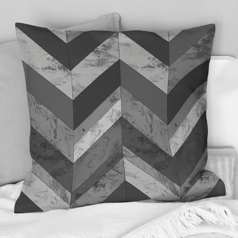 Grey  Chevron I - Chevron Throw Pillow, 16"H x 16"W