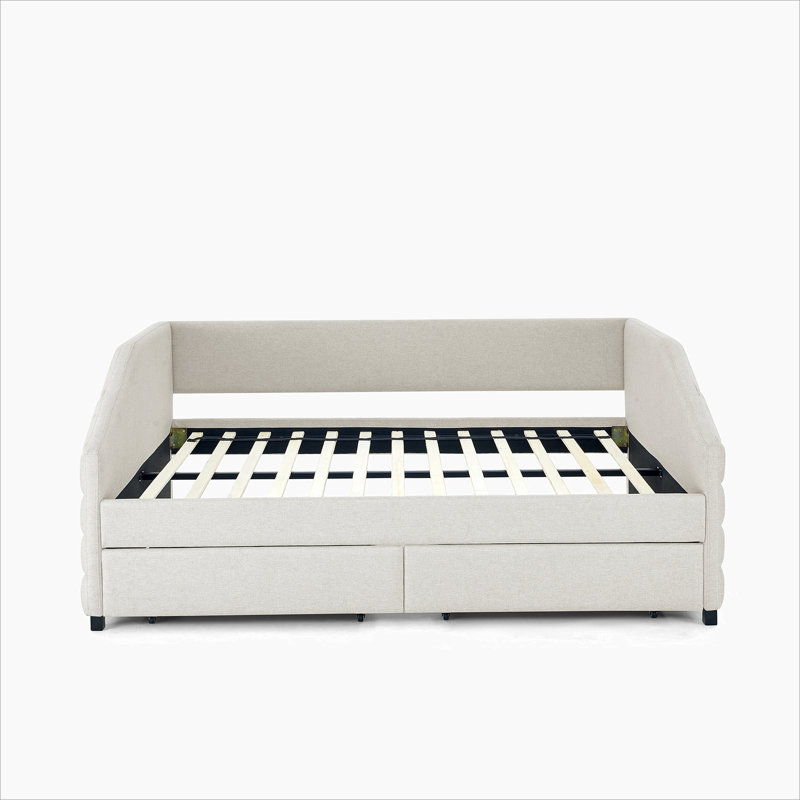 Marchese Linen Upholstered Daybed, Beige, Queen