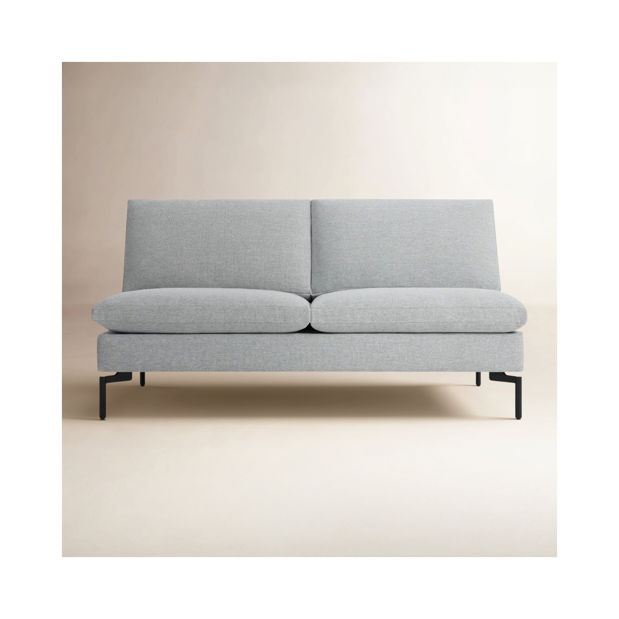 New Standard 60'' Upholstered Loveseat, Maharam Meld in Panda Polyester Blend, Black