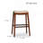 30" Bar Height Saddle Stool, White Finish, Gray Leather Seat-1758868067