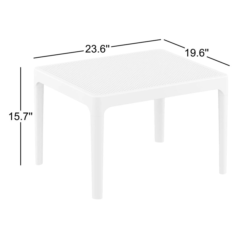 Table basse en plastique Farrah, Blanc, L 23,6 po x H 15,7 po x L 19,6 po
