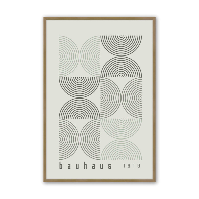 «Green Bauhaus», affiche de composition, Reproduction encadrée sans passe-partout, Or brossé