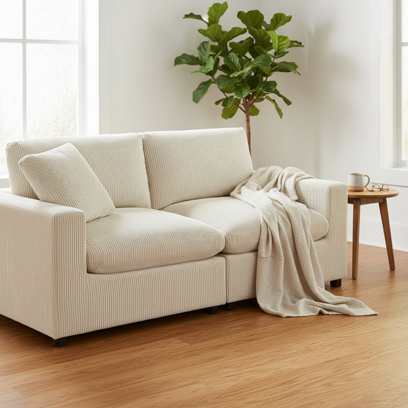 Vinessa Modular 2-Piece Sofa, Beige Corduroy