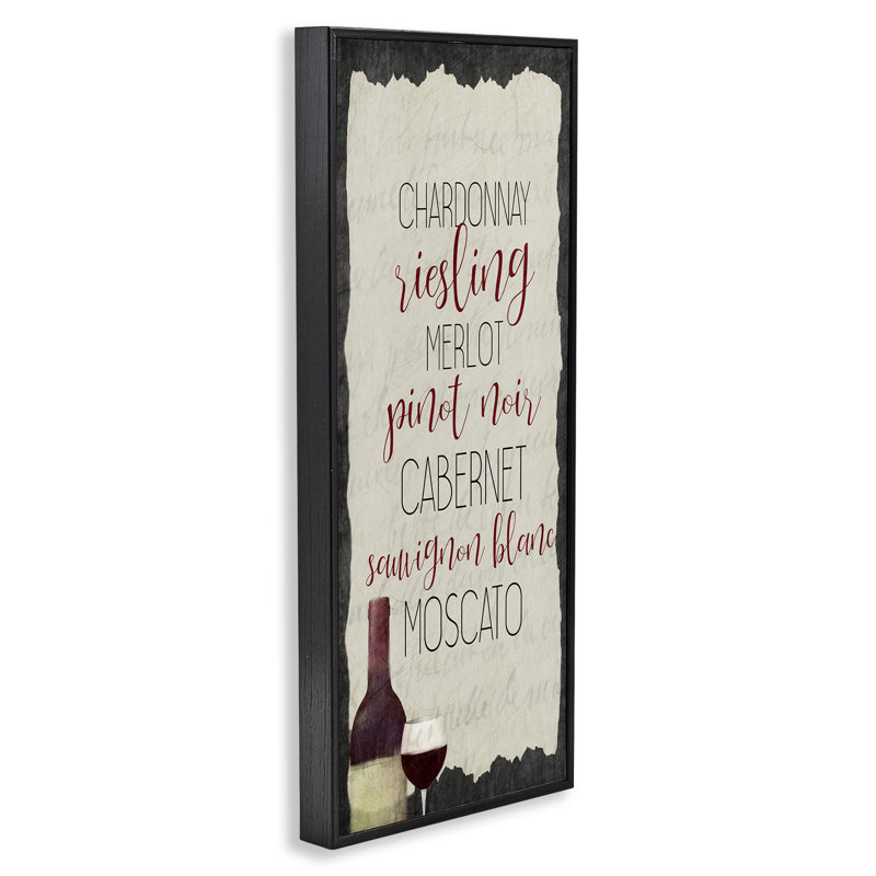 Art de giclée Country Kitchen Wine List par Kim Allen, Giclée encadrée noir minuit, H 24 po x l 10 po