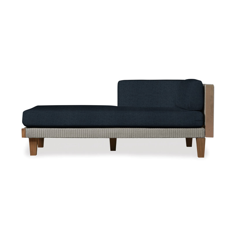 Catalina Outdoor Teak Chaise Lounge, Sandberg Navy, Pewter