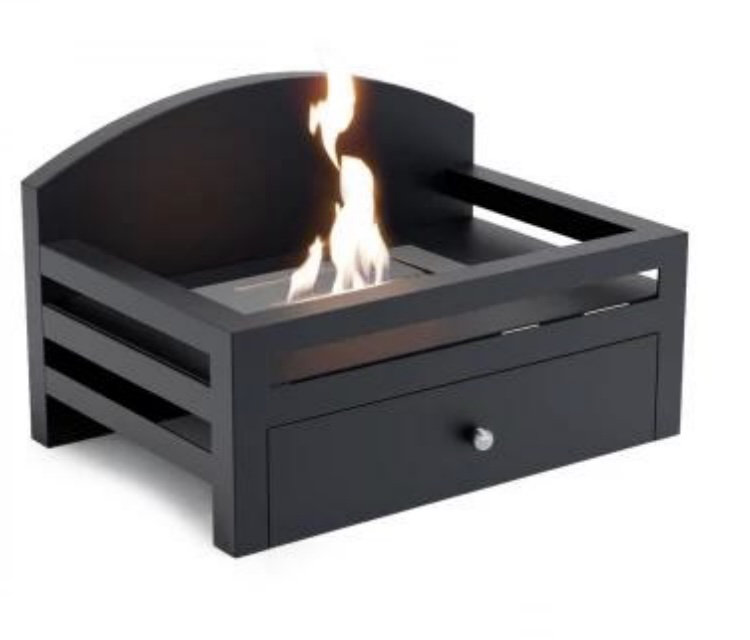 Ivy Bronx 29cm W Black Bio-Ethanol Fireplace with 6828 BTU