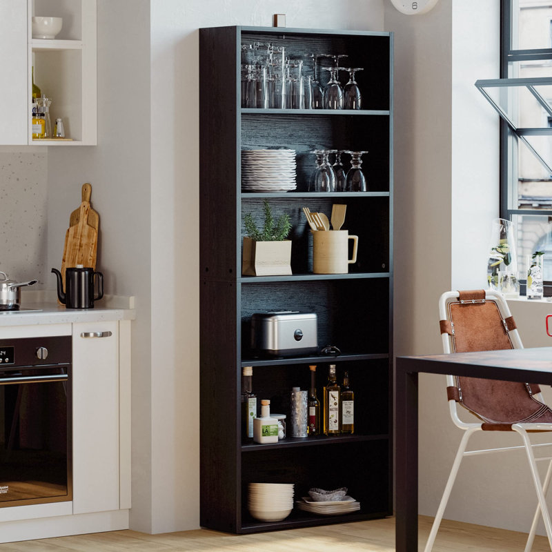 70" 6-Tier Freestanding Bookshelf Multipurpose Display Shelving, Vintage Black