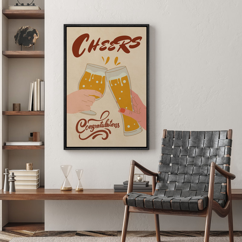 «Cheers, Encadré chambre des maîtres», reproduction d'art sur toile, Noir, noir, noir, noir, H 24 po x l 16 po