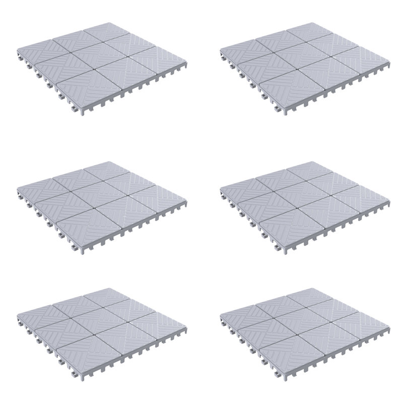Carreau de terrasse en plastique 11,5 "x 11,5" gris