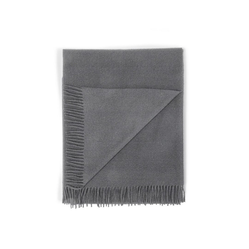 Pure Cashmere Hand Woven Throw Blanket, Anthracite