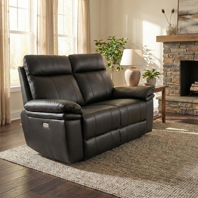 Cooney 2 Seater Electric Reclining Loveseat, Black