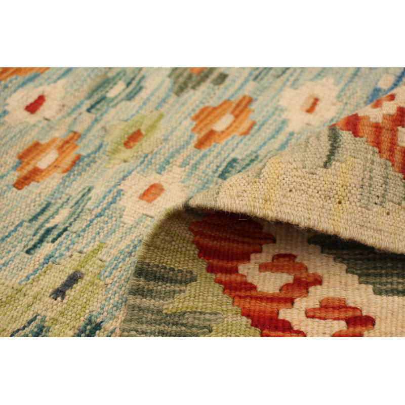 Tapis décoratif en laine de conception unique 4 pi 10 po x 6 pi 4 po noué à la main New Age