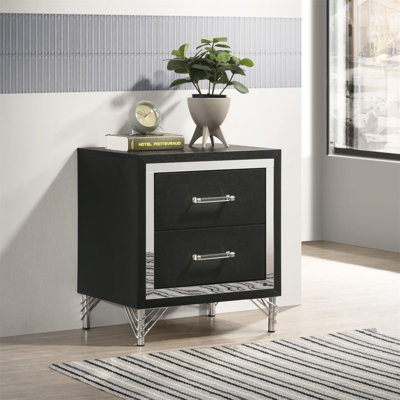 Malcolm Black 2-Drawer Nightstand Bedside Table