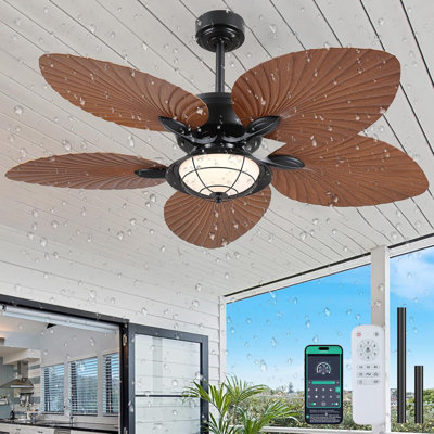 52" Tropical Leaf 5 blades Ceiling Fan With Led Lights