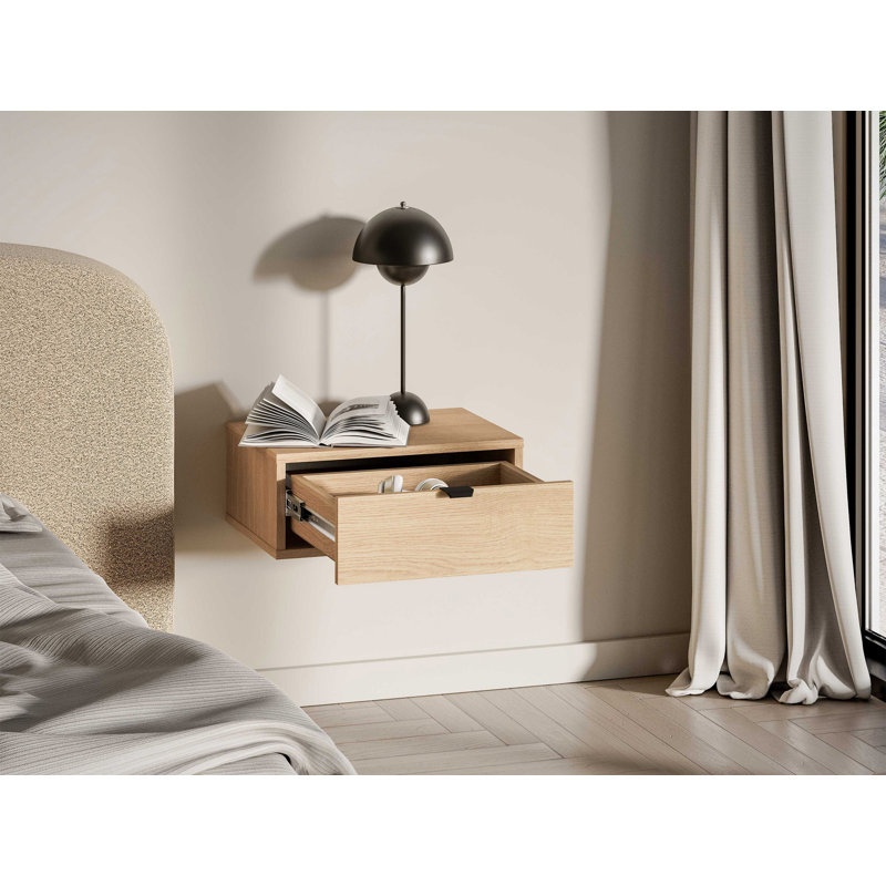 Solid Wood Bedside Table, Beige