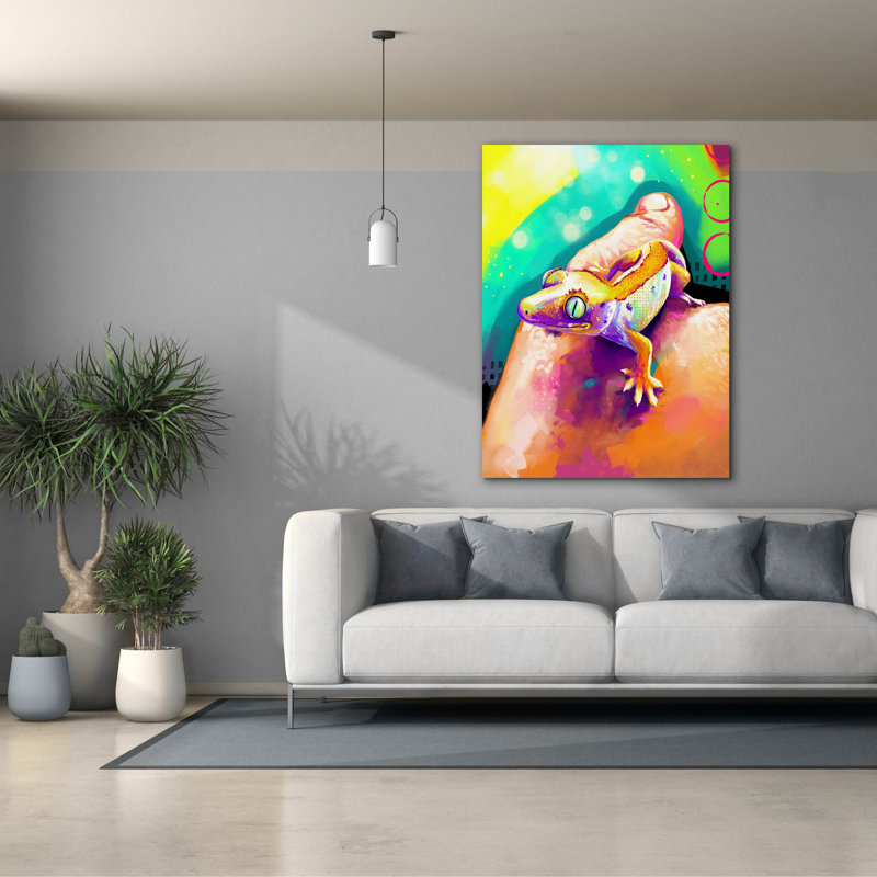 Toile épique Graffiti «Pop Art Lézard» par Furbaby Affiliates, 40 po x 54 po