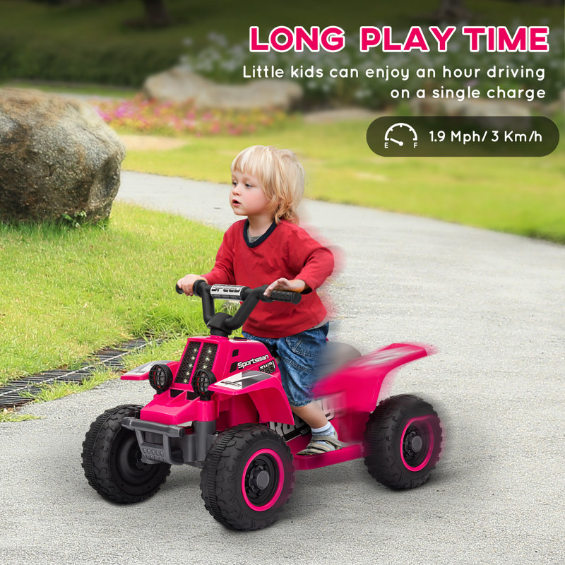 HOMCOM 1 Seater All-Terrain Vehicles Battery Powered Ride On, Pink