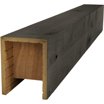 AmeriCraft Wood Resawn Beam, 3-Sided (U-Beam), 9 1/2"W x 11 1/2"H x 120"L, True Black Finish, Stain Grade Knotty Alder