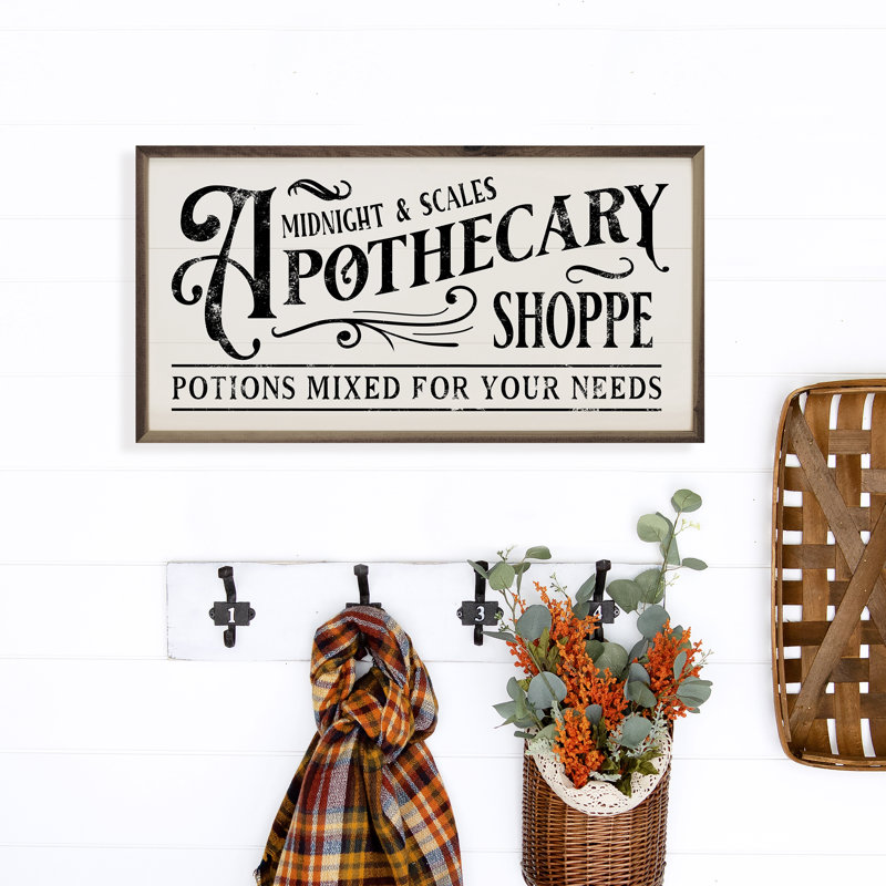 Midnight And Scales Apothecary Shoppe White, 16" W x 8" H