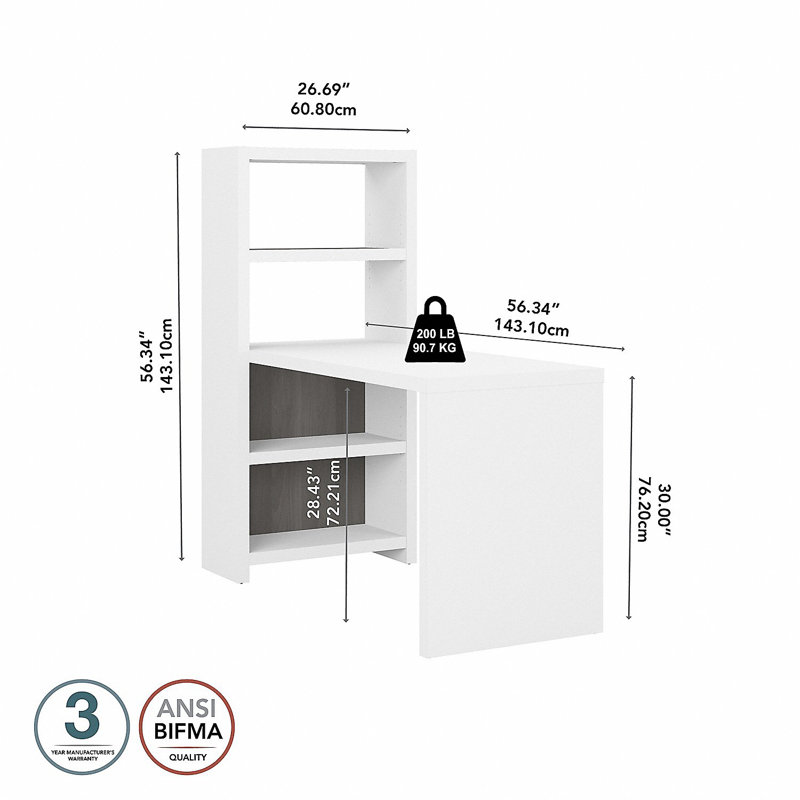 Makayla 56W Craft Table, Modern Gray/Pure White