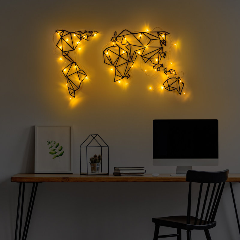 Decorative Metal Wall Accessory, Black Finish, 22.8 x 39.4 inches | Durable Metal Body, Thickness: 0.06 inches | Battery Operated (3 AA, Not Included), Easy Installation, Stylish Home Décor for Any Room
