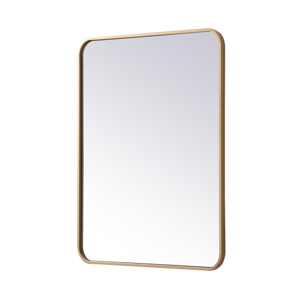 Sabine Metal Rounded Rectangle Wall Mirror, 32" x 24", Brass