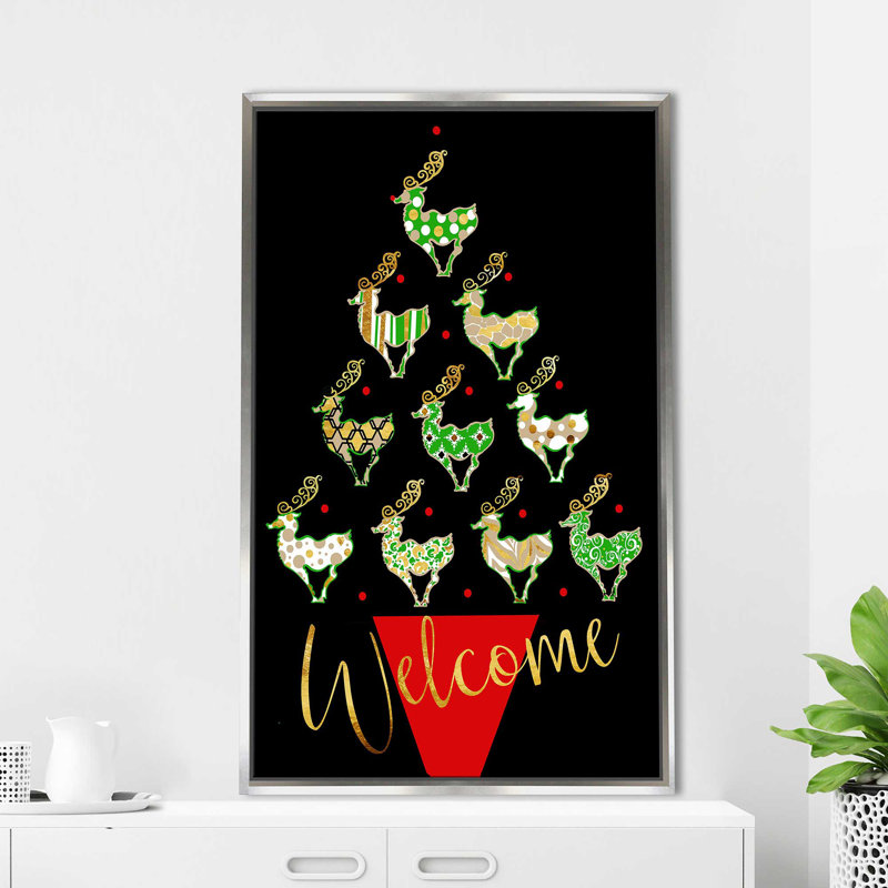 «Deer Tree (Vertical)» par By Jodi - impression, Cadre flottant argent, H 63,5 po x l 39,5 po x P 2 po