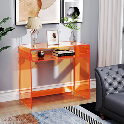 Diane 33.5'' W Rectangle Writing Desk, Modern Rectangle Acrylic Side Desk