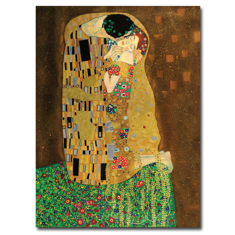 « the baiser » par gustav klimt,, reproduction d’art sur toile, Toile tendue, H 24 po x l 18 po