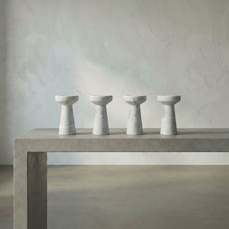 Aleka Candlestick, 6" H x 3.5" W x 3.5" D, White