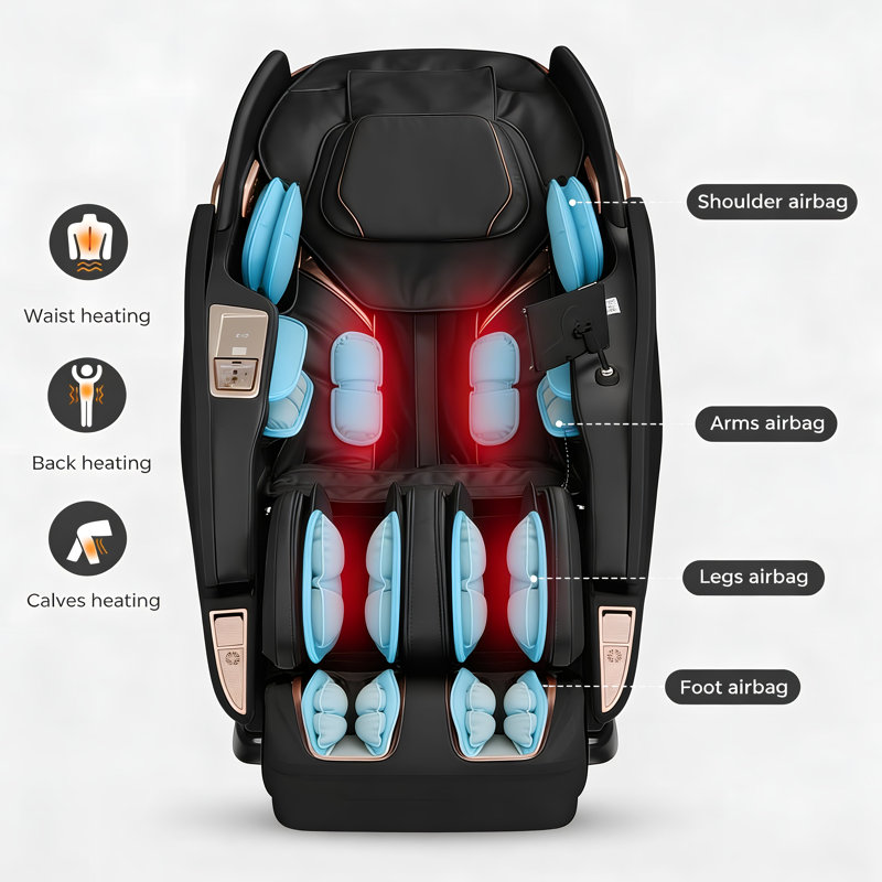 Fauteuil de massage Dios 8d Dual Core Air Tech Touch Roller Sl-Track avec Brain Relaxation Dios-1288 - brun