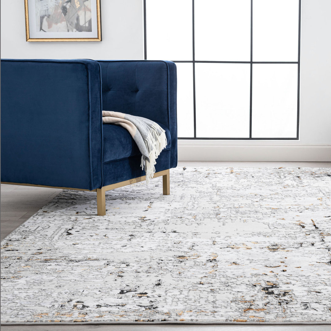 Electra Abstract Contemporary Yellow/Gray High Low Pile Area Rug for Living Room, Dining Room, Bedroom 17 Stories Rug 
