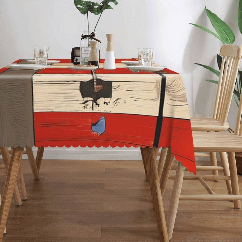 Nappe à bords festonnés, motif écossais en bois de la journée des anciens Combattants, 60 x 120 po, maison de campagne et patio