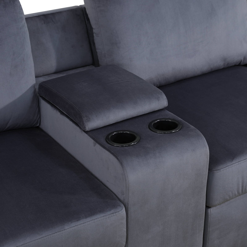 Ensemble de salon modulaire en microfibre gris foncé lisse et doux 6 pièces