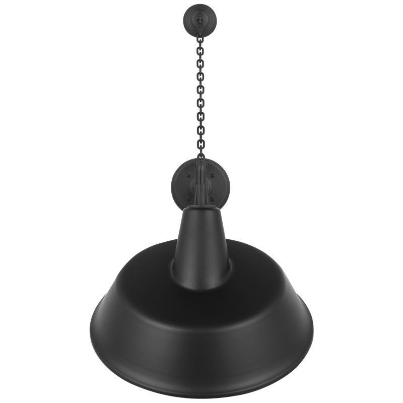 Thomas O'Brien, "Academy 17.5" Anchored Mack Barn Light in Matte Black with 16" Green Tilted Bowers Shade, Matte Black