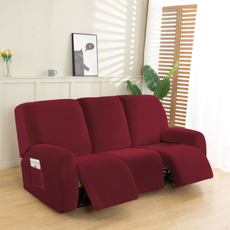 Housse pour canapé à coussins carrés/rectangulaires, Velours vin rouge