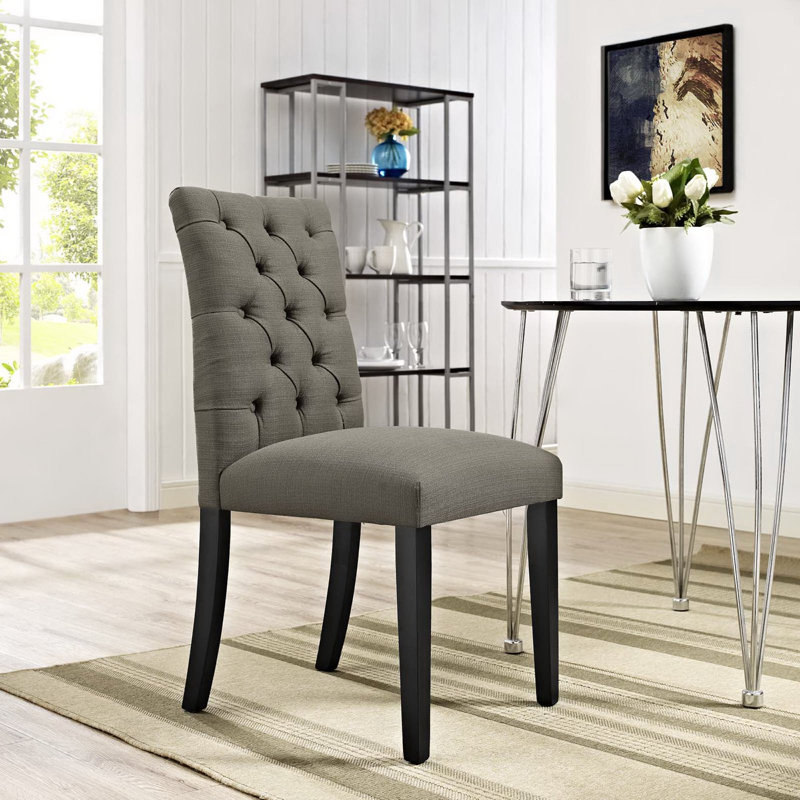Modway Duchess Button Tufted Fabric Dining Chair, Granite, 1