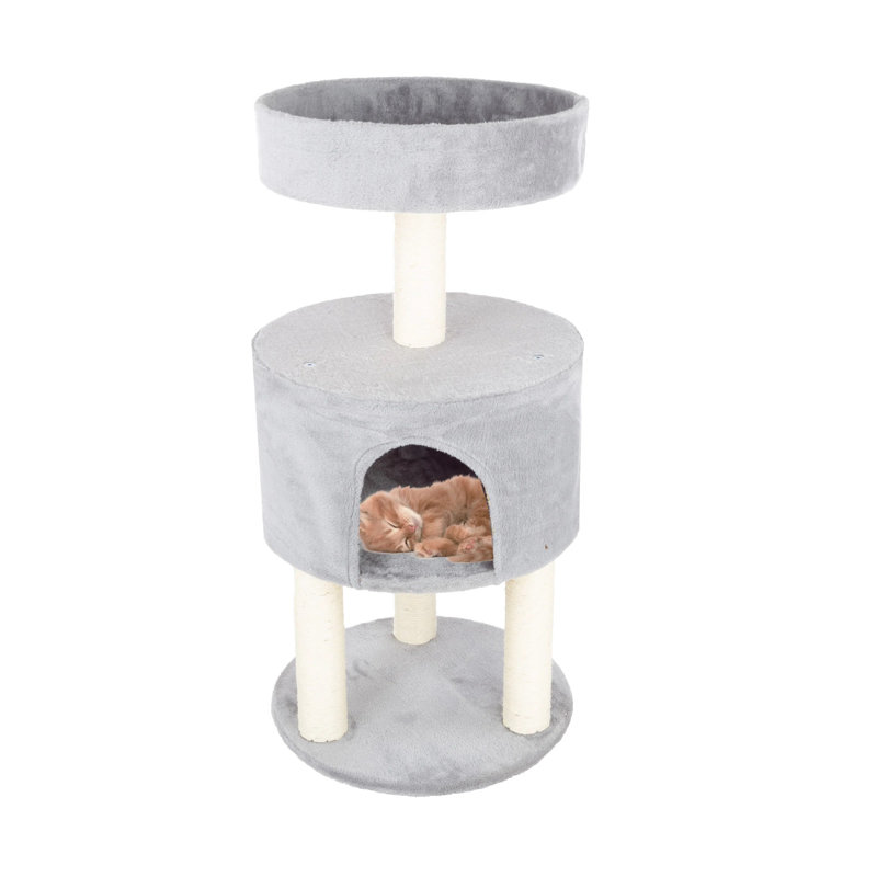 Grand perchoir pour chat faisant la sieste et 4 poteaux à griffer en corde de sisal Petmaker