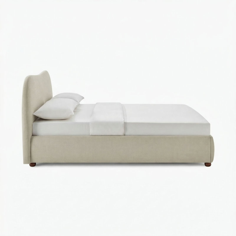 Mabelle Upholstered Ottoman Storage Bed, King, Cream Fabric